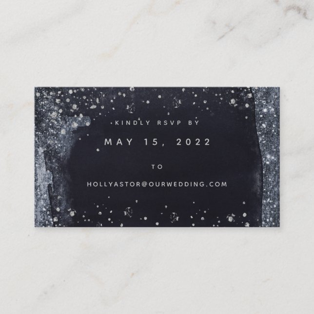 Silver Starry Night Wedding Online RSVP Card (Front)