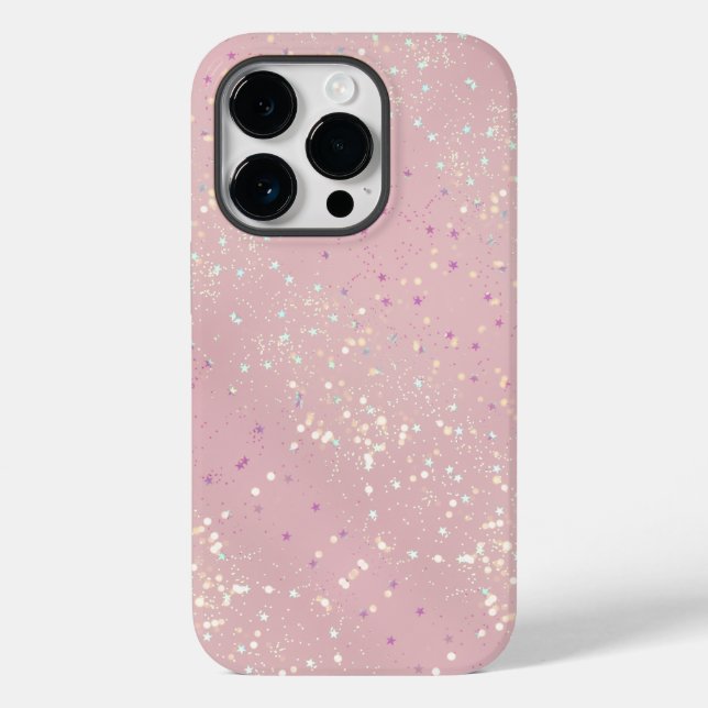 Silver Stars Aesthetic Glitter Pink Background Case-Mate iPhone Case (Back)