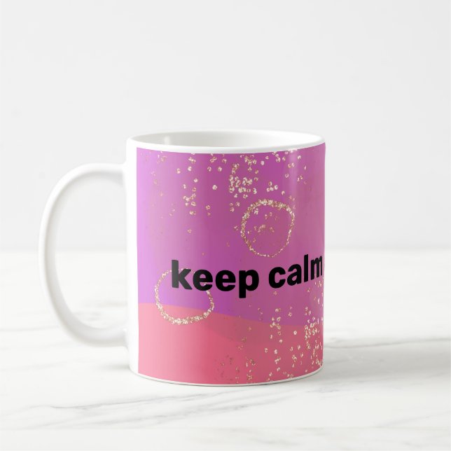 Silver Stars Aesthetic Glitter Pink Background Coffee Mug (Left)