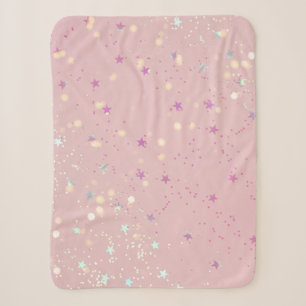 Silver Stars Aesthetic Glitter Pink Background Sherpa Blanket