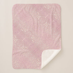 Silver Stars Aesthetic Glitter Pink Background Sherpa Blanket