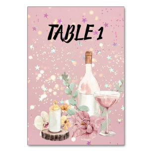 Silver Stars Aesthetic Glitter Pink Background Table Number