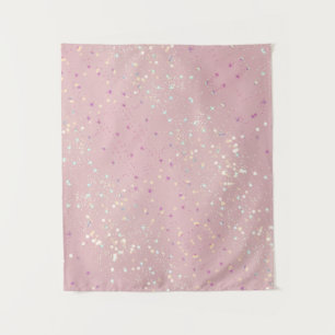Silver Stars Aesthetic Glitter Pink Background Tapestry