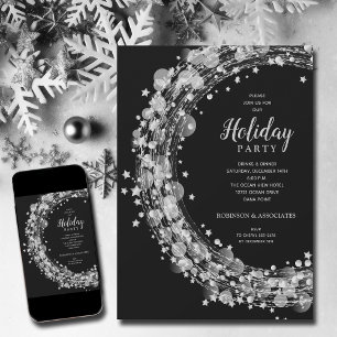 Silver Stars Christmas Holiday Invitation