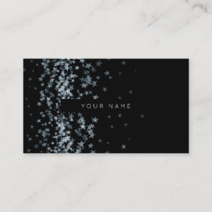 Silver Stars Confetti Black Vip Business Card