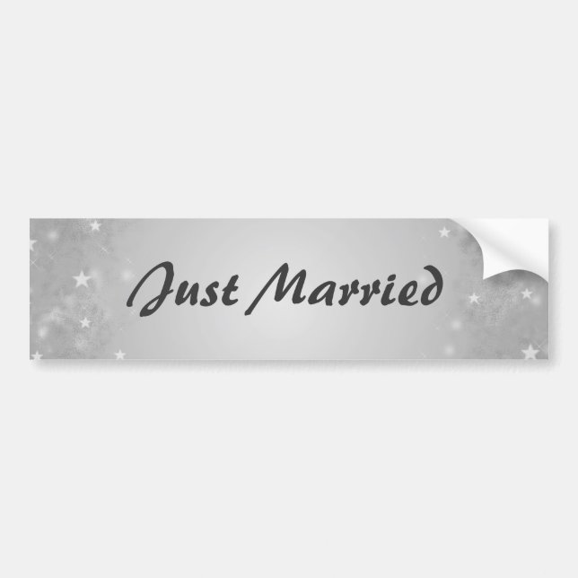 Silver Stars Just Married Bumper Sticker (Front)