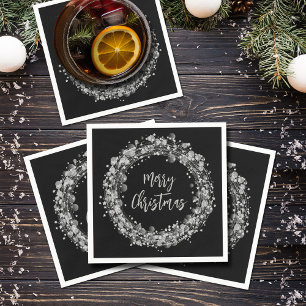 Silver Stars Merry Christmas Napkin