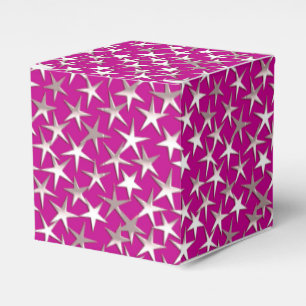 Silver stars on amethyst purple favour box