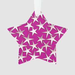 Silver stars on amethyst purple ornament