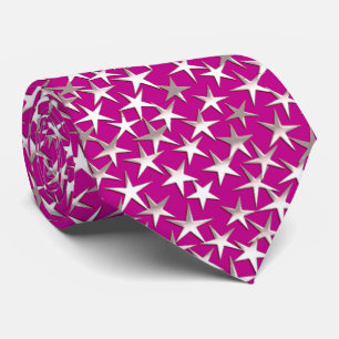 Silver stars on amethyst purple tie