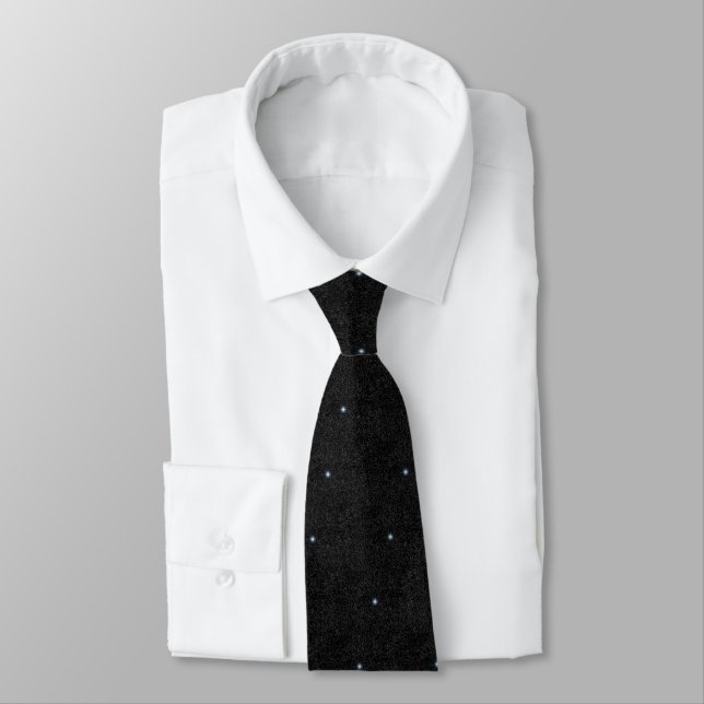 Silver Stars on Black Diagonal Pattern on Neckties (Tied)