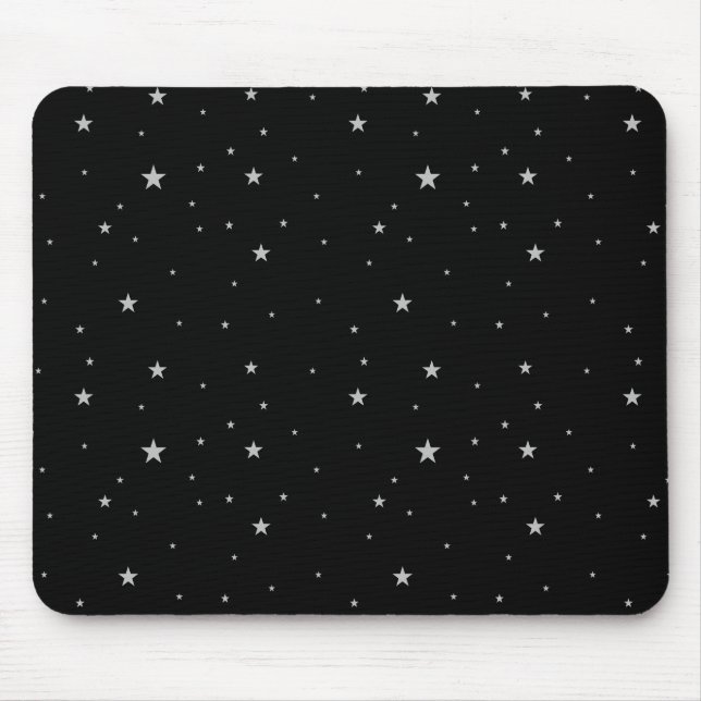 Silver Stars On Black Mouse Pad (Front)