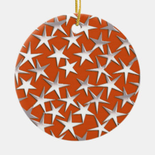 Silver stars on copper ceramic tree decoration