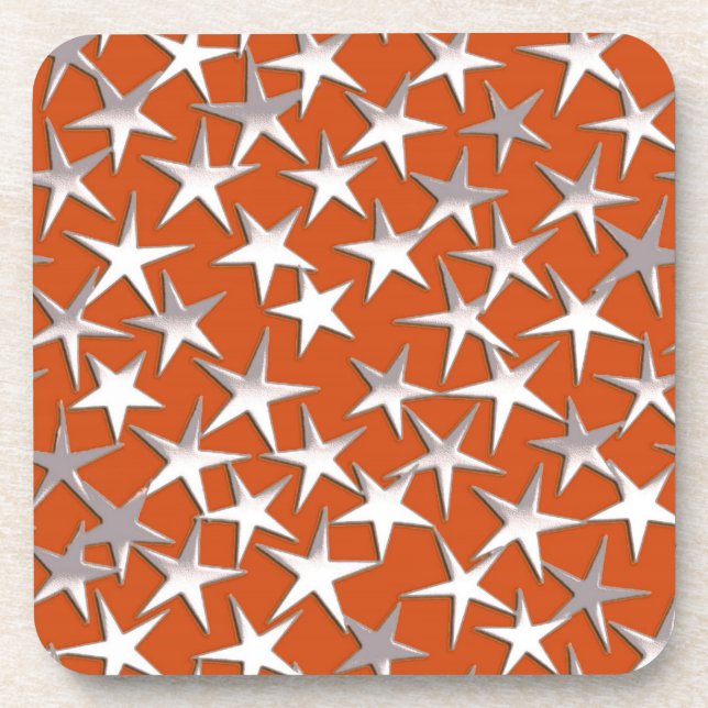 Silver stars on copper coaster (Front)