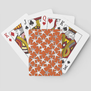 Silver stars on copper playing cards