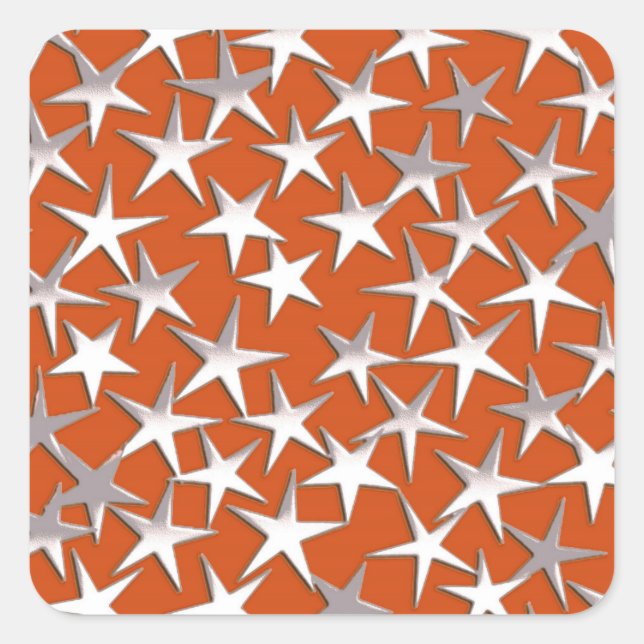 Silver stars on copper square sticker (Front)