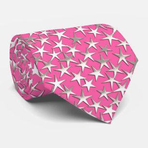 Silver stars on fuchsia pink tie