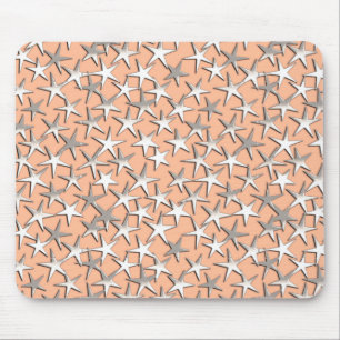 Silver stars on peach pink mouse pad