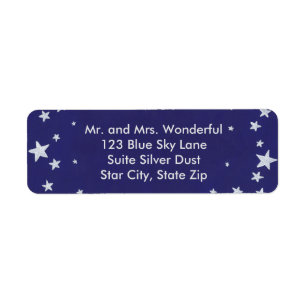 Silver Stars on Royal Blue Address Labels