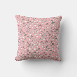 Silver stars, on shell pink cushion