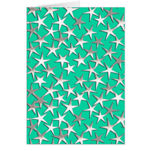 Silver stars on turquoise