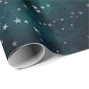 Silver Stars Sky Wrapping Paper