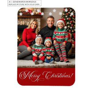 Silver Stars Special Christmas Family Photo Magnet