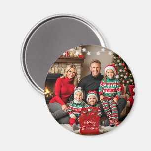 Silver Stars Special Christmas Family Photo Magnet