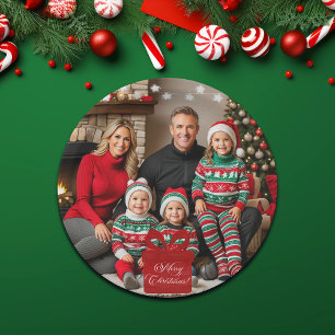 Silver Stars Special Christmas Family Photo Paper Plate