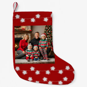 Silver Stars Special Christmas Family Photo Small Christmas Stocking