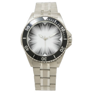 Silver Steel Abstract Radial Dial Watch
