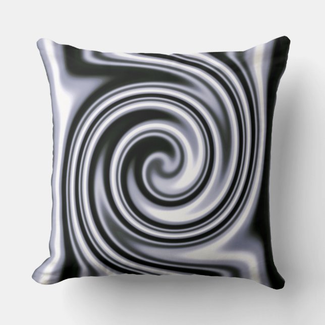 Silver Steel Blue Soft Focus Spiral Tribal Style Cushion (Front)