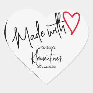 Silver Steel Made with Love Handmade From Studio Heart Sticker