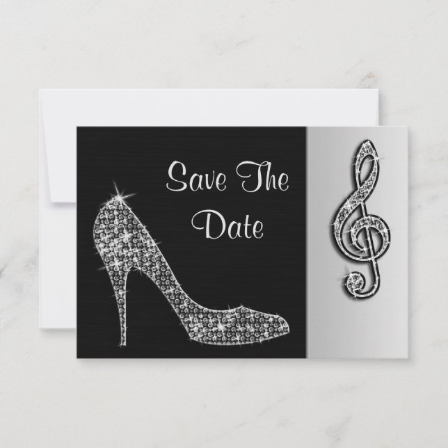 Silver Stiletto & Treble Cleft 25th Save The Date (Front)