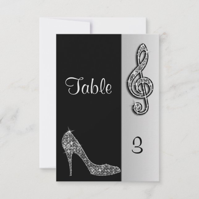 Silver Stiletto & Treble Cleft Invitation (Front)