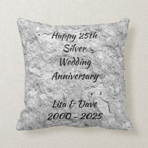 Silver Stone 25th Silver Wedding Anniversary Cushion