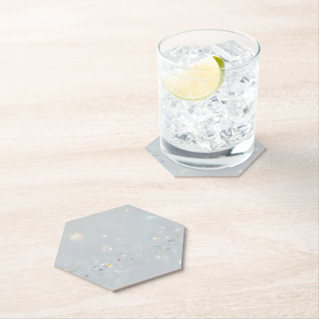 Silver Stone Gary Gold Marble Purple Glitter Paper Coaster (Insitu)