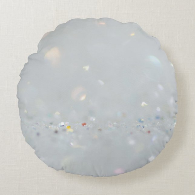 Silver Stone Gary Gold Marble Purple Glitter Round Cushion (Front)