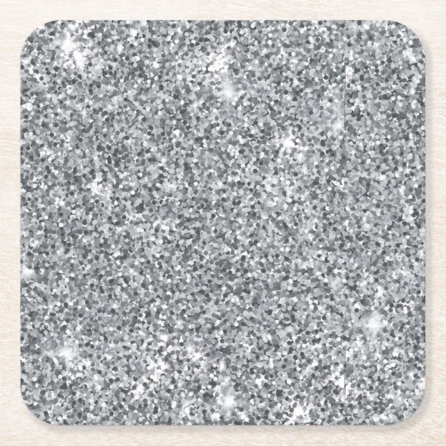 Silver Stone Gary Gold Marble Purple Glitter Square Paper Coaster (Front)