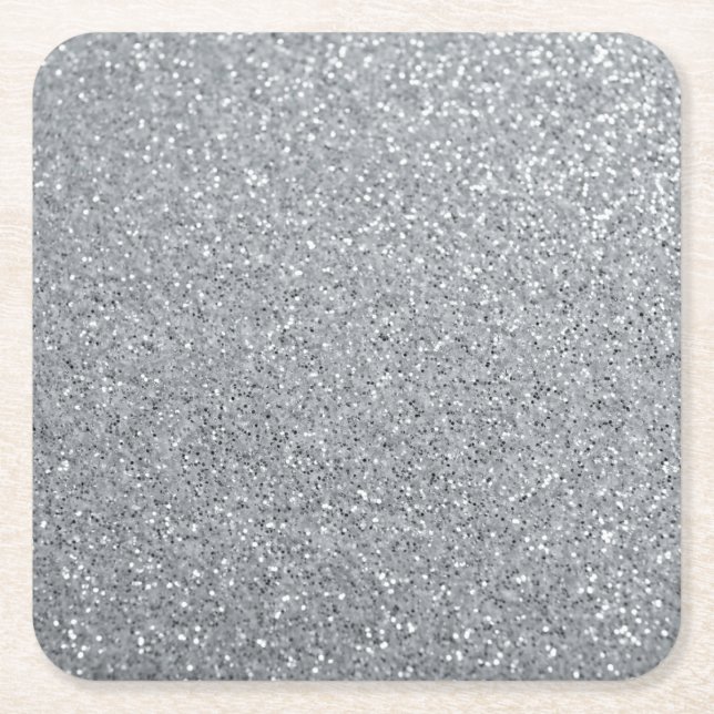 Silver Stone Gary Gold Marble Purple Glitter Square Paper Coaster (Front)
