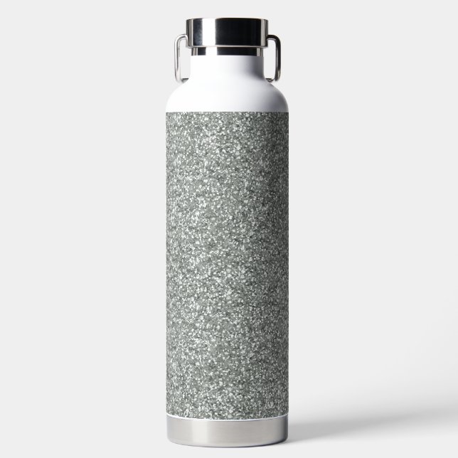 Silver Stone Gary Gold Marble Purple Glitter Water Bottle (Front)