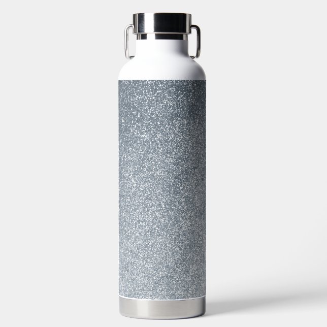 Silver Stone Gary Gold Marble Purple Glitter Water Bottle (Front)