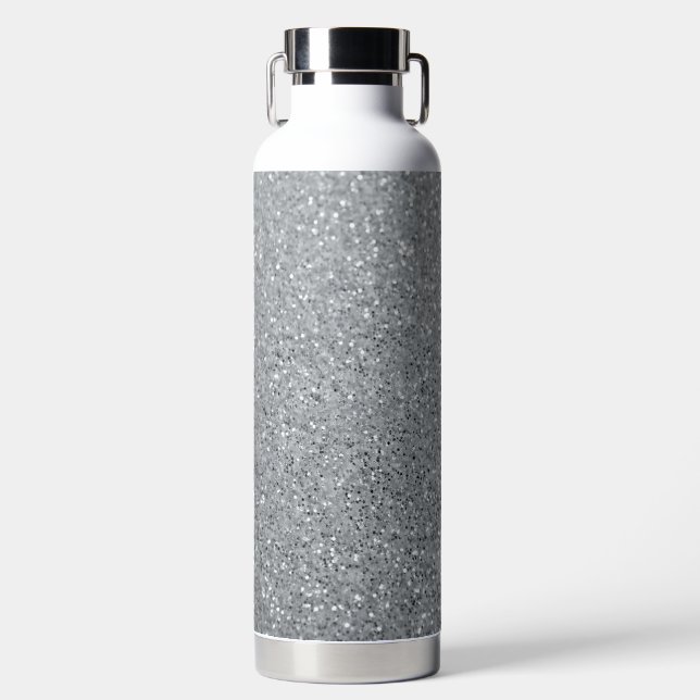 Silver Stone Gary Gold Marble Purple Glitter Water Bottle (Front)