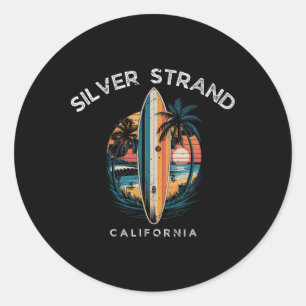Silver Strand Beach California Men Women Surfing Classic Round Sticker