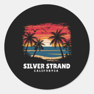 Silver Strand Beach California Surfboarder Souveni Classic Round Sticker