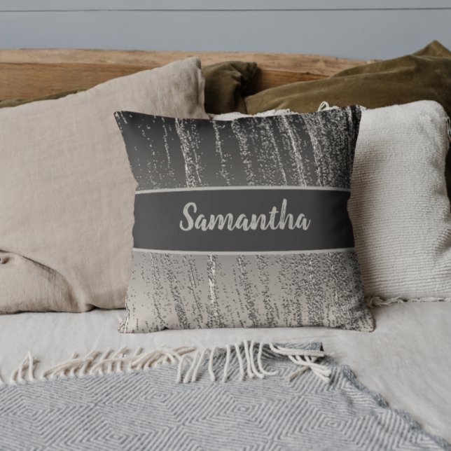 Silver Streaks Metallic Stripe Modern Elegant Cushion (Creator Uploaded)