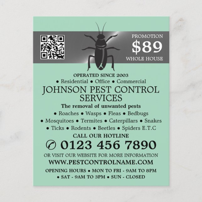 Silver Strip - Black Cockroach - Pest Control Flyer (Front)