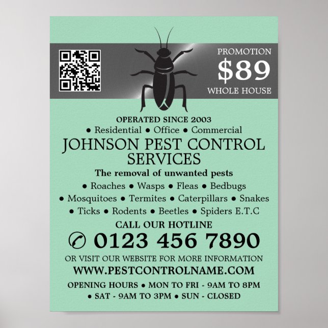 Silver Strip - Black Cockroach - Pest Control Poster (Front)