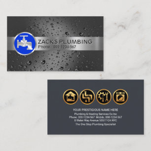Silver Stripe Pipeline On Water Drops Business Card