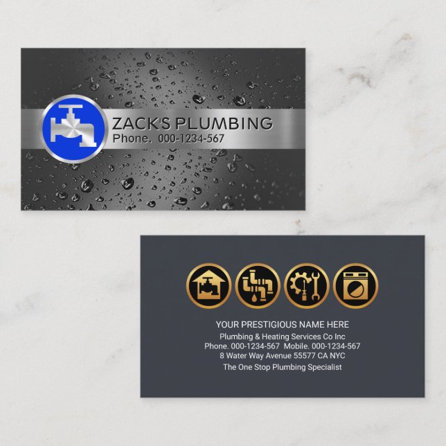 Silver Stripe Pipeline On Water Drops Business Card (Front/Back)
